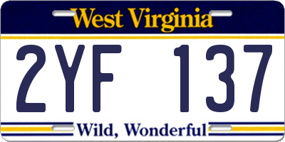WV license plate 2YF137