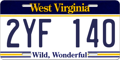WV license plate 2YF140