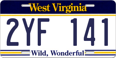 WV license plate 2YF141