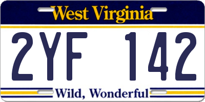 WV license plate 2YF142