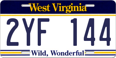 WV license plate 2YF144