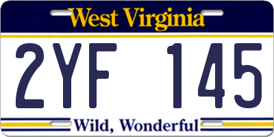 WV license plate 2YF145