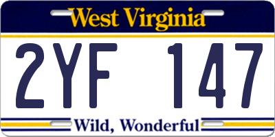 WV license plate 2YF147