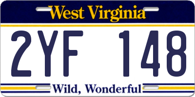WV license plate 2YF148