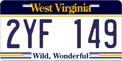 WV license plate 2YF149