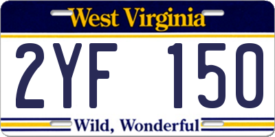 WV license plate 2YF150