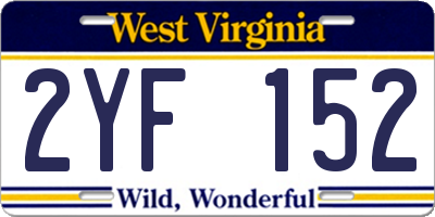 WV license plate 2YF152