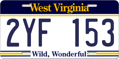 WV license plate 2YF153