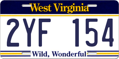 WV license plate 2YF154