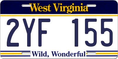 WV license plate 2YF155