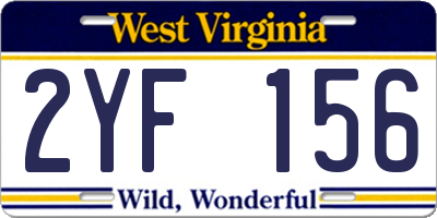 WV license plate 2YF156