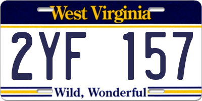 WV license plate 2YF157