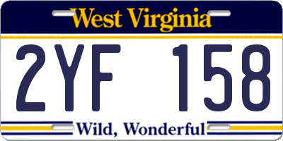 WV license plate 2YF158