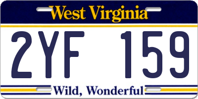 WV license plate 2YF159
