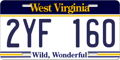 WV license plate 2YF160