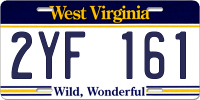 WV license plate 2YF161