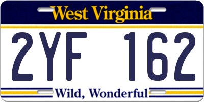 WV license plate 2YF162
