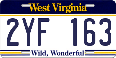 WV license plate 2YF163