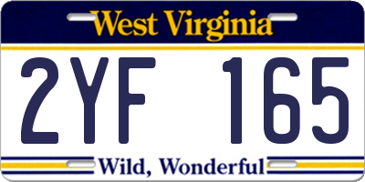 WV license plate 2YF165