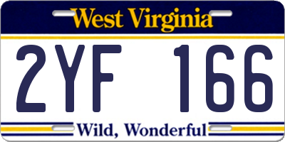 WV license plate 2YF166