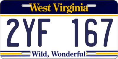 WV license plate 2YF167
