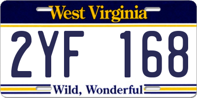 WV license plate 2YF168