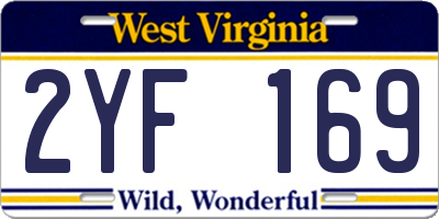 WV license plate 2YF169