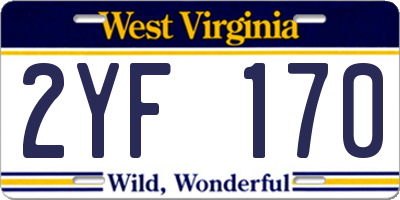 WV license plate 2YF170