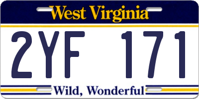 WV license plate 2YF171
