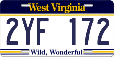 WV license plate 2YF172