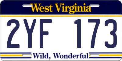 WV license plate 2YF173