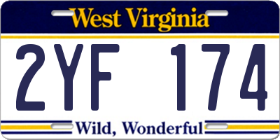WV license plate 2YF174