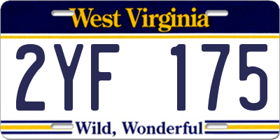 WV license plate 2YF175