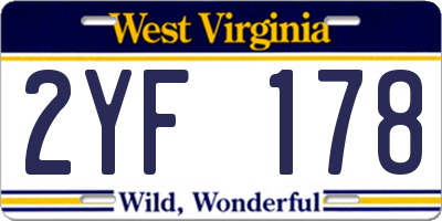 WV license plate 2YF178