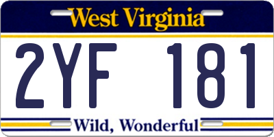 WV license plate 2YF181