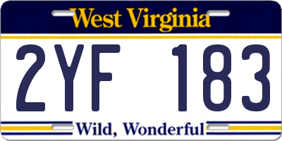 WV license plate 2YF183