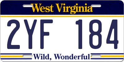 WV license plate 2YF184