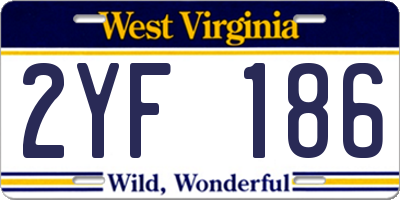 WV license plate 2YF186