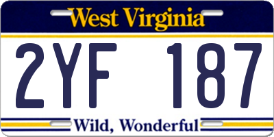 WV license plate 2YF187