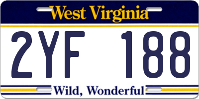 WV license plate 2YF188