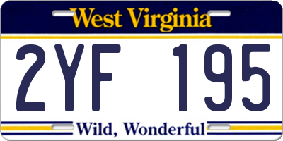 WV license plate 2YF195