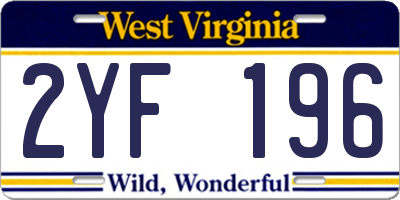 WV license plate 2YF196