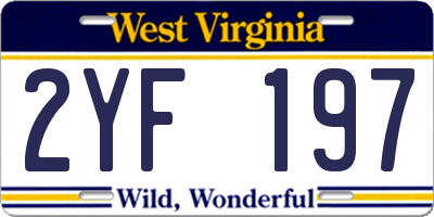 WV license plate 2YF197