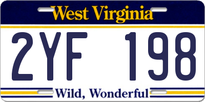 WV license plate 2YF198