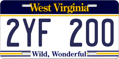 WV license plate 2YF200