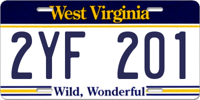 WV license plate 2YF201