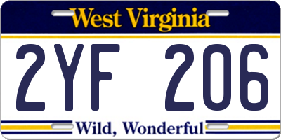 WV license plate 2YF206