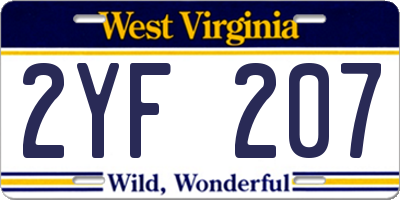 WV license plate 2YF207