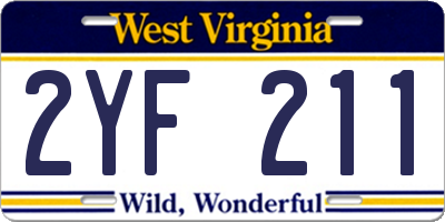 WV license plate 2YF211