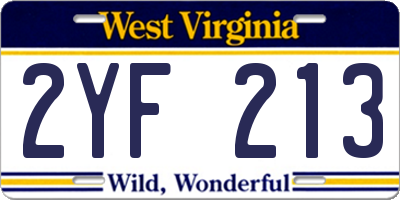 WV license plate 2YF213